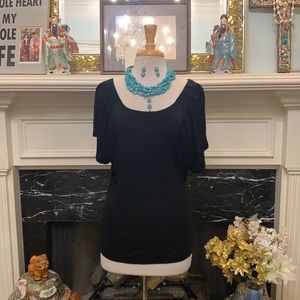 Never worn butterfly sleeve black cut out back top